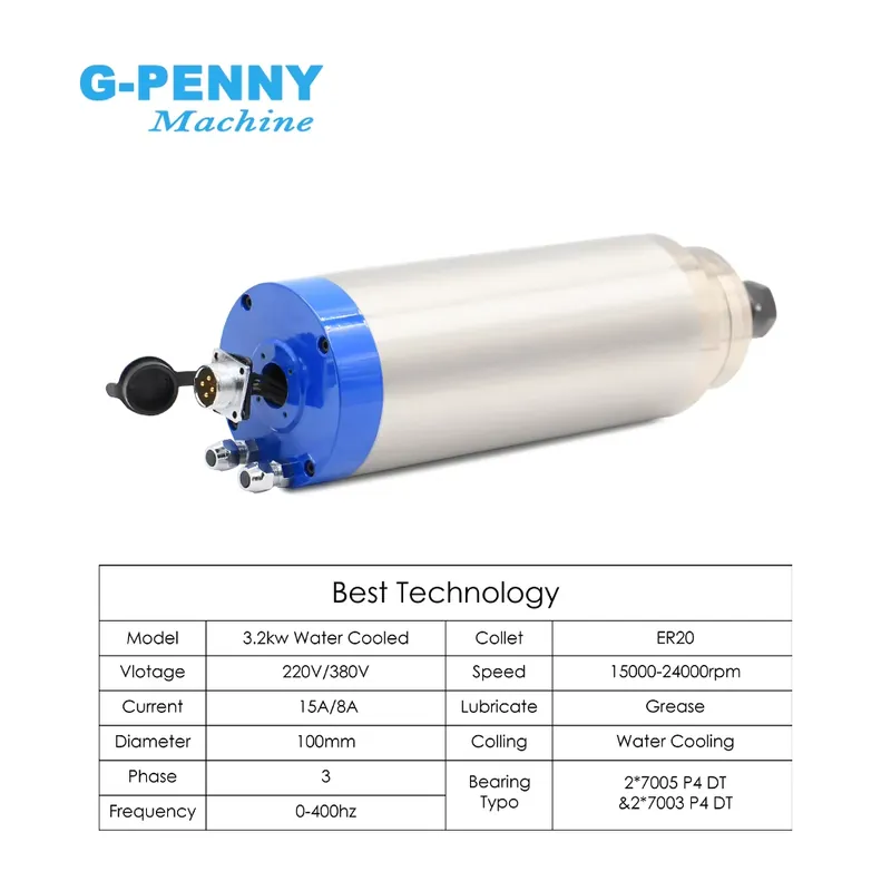 G-Penny 3.2kw ER20 D100 Motor  - Water Cooled Spindle ulasan dan harga